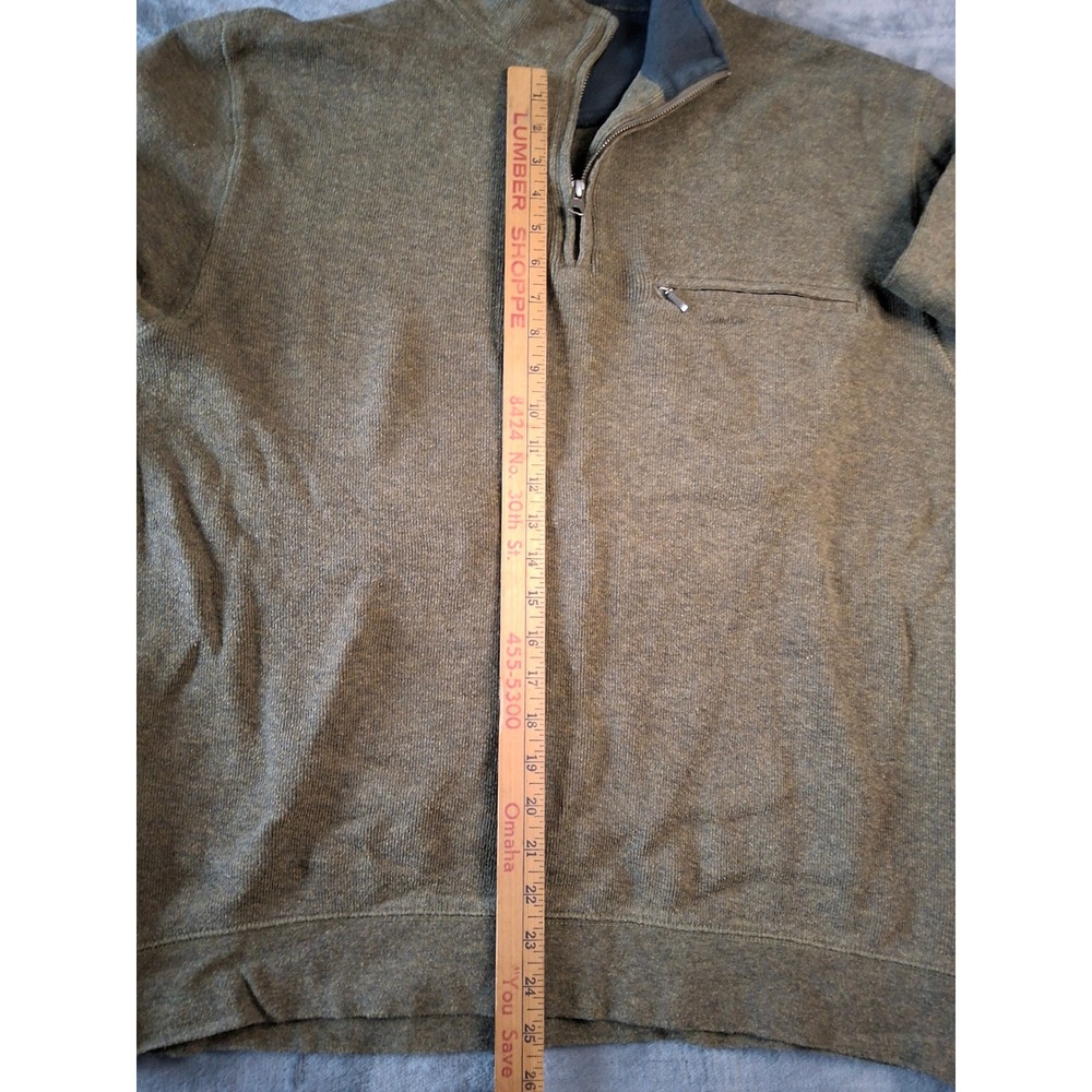 Pendleton Mens XL Olive‎ Green Heather Quarter Zip Pullover Sweater Chest Pocket - Picture 8 of 9